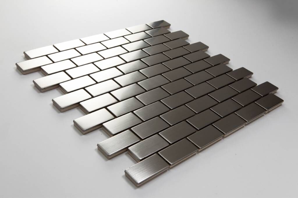 Iron Edelstahl Metall Mosaic tiles 2,3x4,8  Premium quality in 30x30 cm
