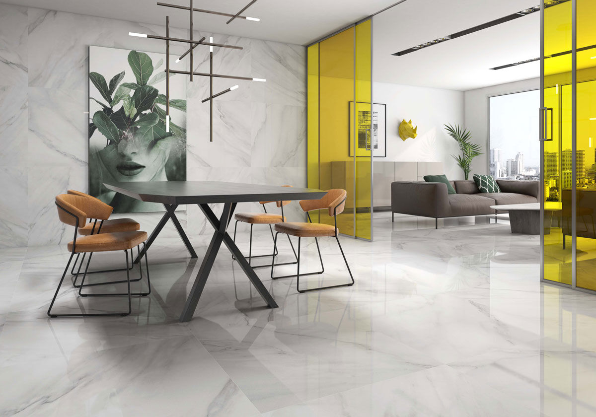 Floor Tiles G.Calacatta Gris shiny 60x120 cm