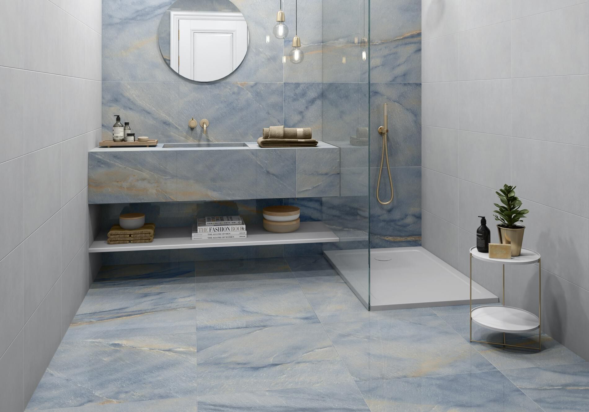 Floor Tiles AT.BAHIA BLUE shiny 60x60 cm